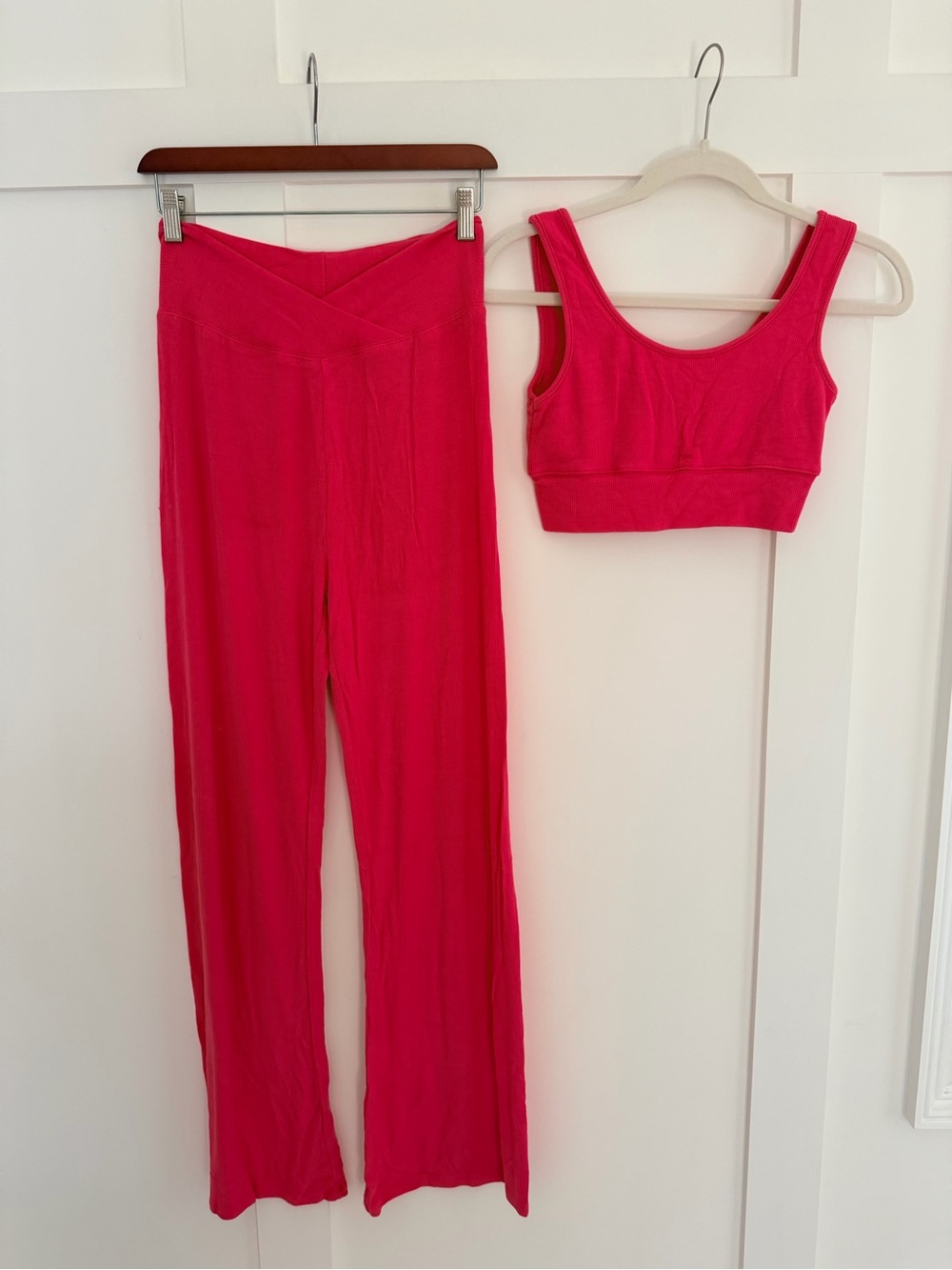 Z Supply Hot Pink Lounge Set - Crop Tank and Wide Leg Pants
